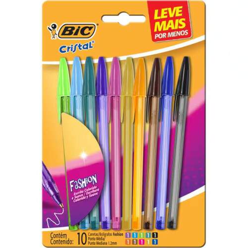 Caneta Esferografica Bic Cristal Fashion 10 Cores