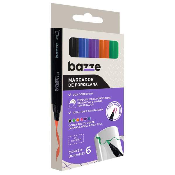 Marcador Porcelana Bazze 6 Cores