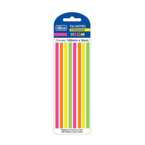 Bloco Adesivo Tilibra Marca Texto Tiras Neon