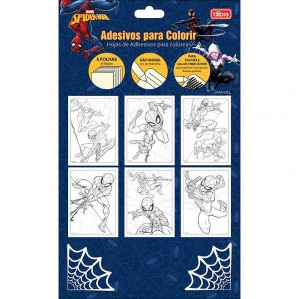 Folhas De Adesivos Tilibra Colorir Spider-Man
