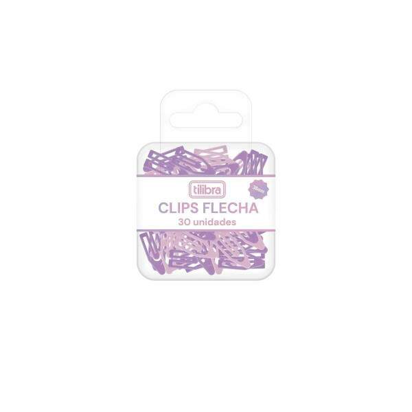 Clips Tilibra Flecha Rosa E Lilas 30 Und