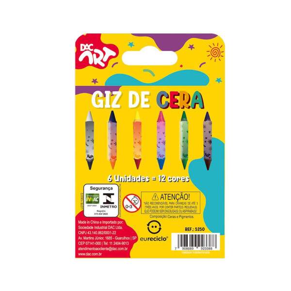 Giz de Cera DAC Ponta Dupla 12 Cores