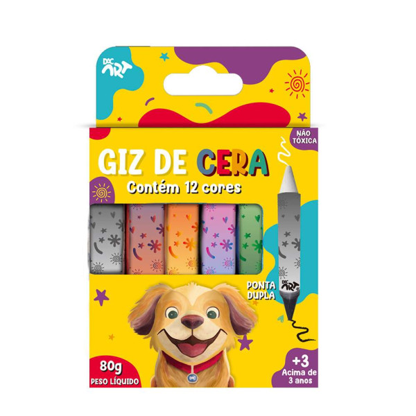 Giz de Cera DAC Ponta Dupla 12 Cores