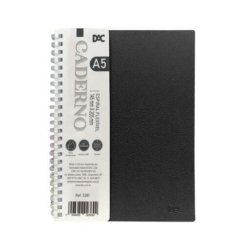 Caderno 1/4 DAC A5 Preto 80 fls