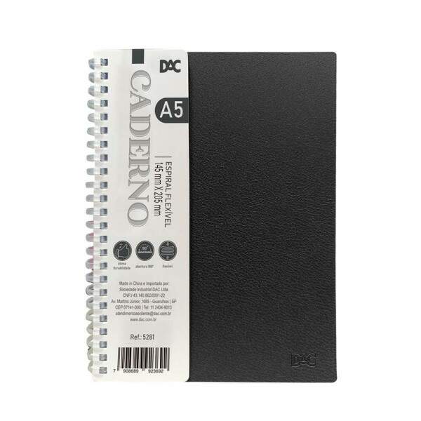 Caderno 1/4 DAC A5 Preto 80 fls