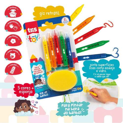 Giz de Banho Tris Toy c/6