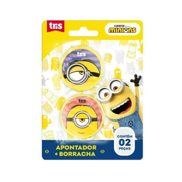 Apontador + Borracha Tris Minions