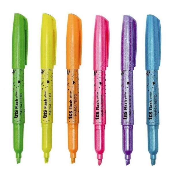 Marca Texto Tris Holic Fancy Flash Glitter 6 Cores