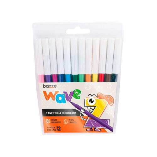 Caneta Hidrogrfica Bazze Wave Ponta Gossa 12 Cores