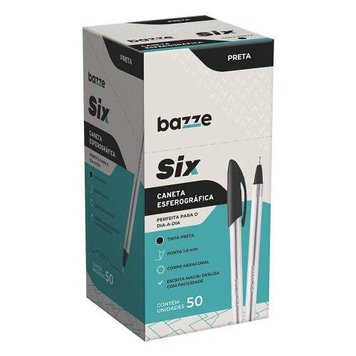 Caneta Esferogrfica Bazze Six Preto