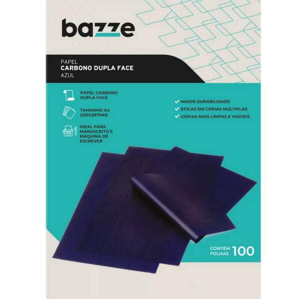 Papel Carbono Dupla Face Bazze Azul A4 100 Fls