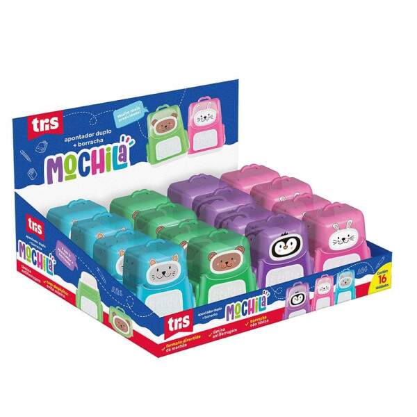 Apontador Deposito e Borracha Tris Mochi 1 Furo