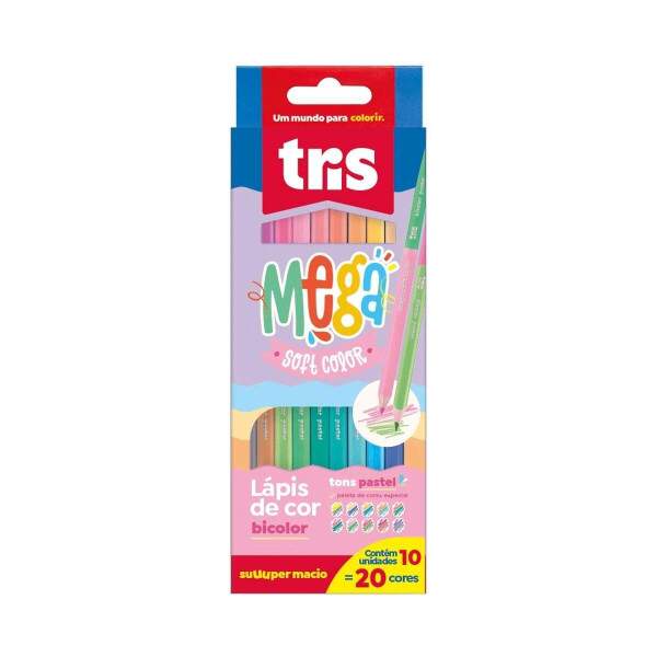 Lapis Cor Tris Megasoft Pastel Bicolor 20 Cores