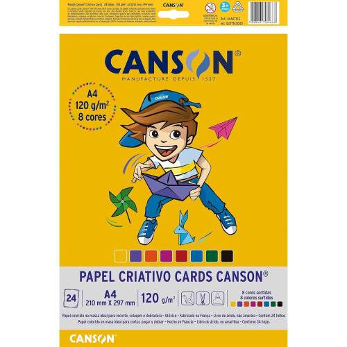 Bloco Criativo Canson 8 Cores 120 g/m A4 24 Fls