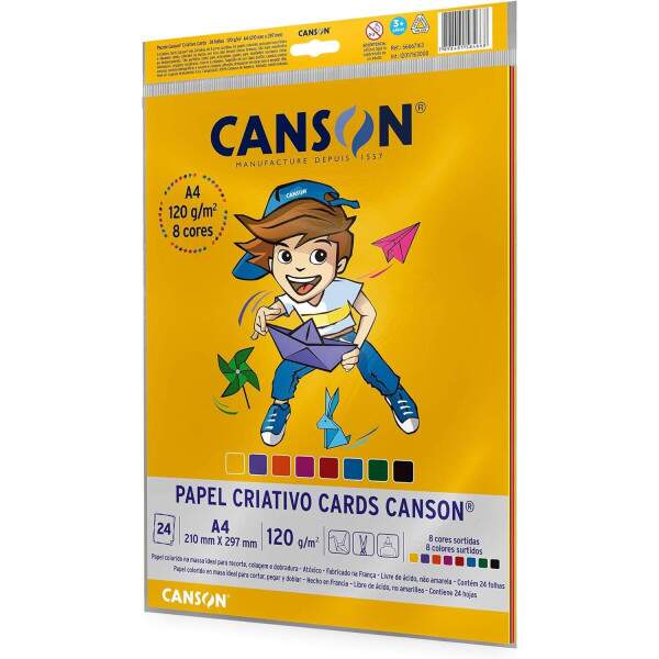 Bloco Criativo Canson 8 Cores 120 g/m A4 24 Fls
