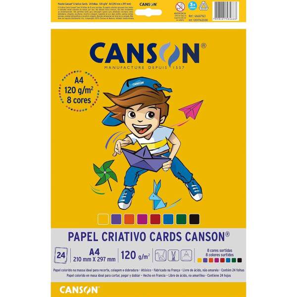 Bloco Criativo Canson 8 Cores 120 g/m A4 24 Fls