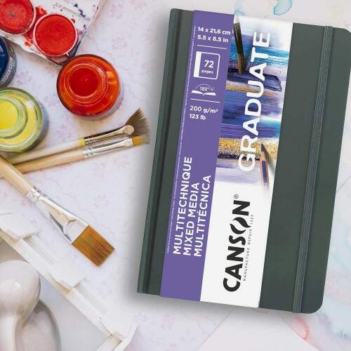 Caderno 1/4 Artbook Canson Graduate Mixed Media Branco 36 Fls
