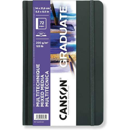 Caderno 1/4 Artbook Canson Graduate Mixed Media Branco 36 Fls