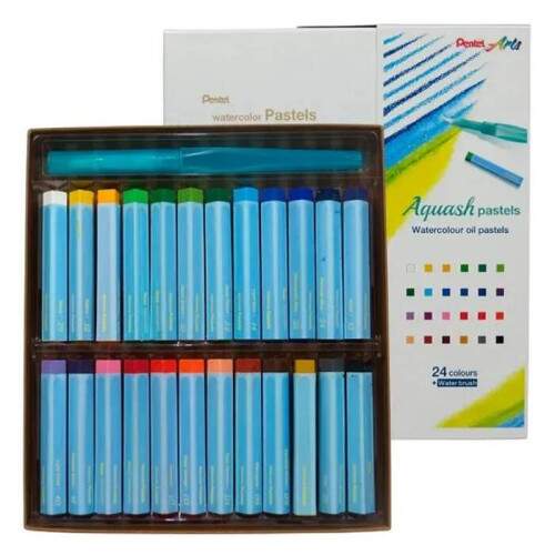 Giz Pastel Oleoso Pentel Aquarelvel Aquash Pastels 24 Cores