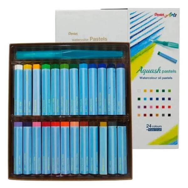 Giz Pastel Oleoso Pentel Aquarelvel Aquash Pastels 24 Cores