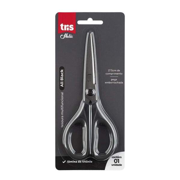 Tesoura Tris Holic All Black 17,5 cm