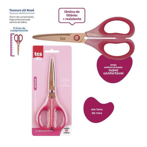 Tesoura Tris Holic All Ros 17,5 cm