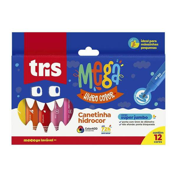 Hidrocor Tris Mega Super Jumbo 12 Cores