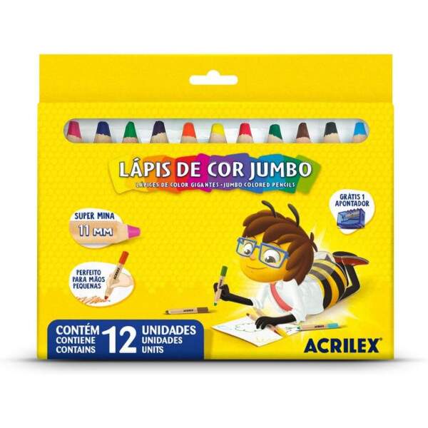 Lapis De Cor Acrilex Jumbo 12 Cores