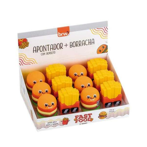 Apontador BRW Plastico e Borracha Fast Food