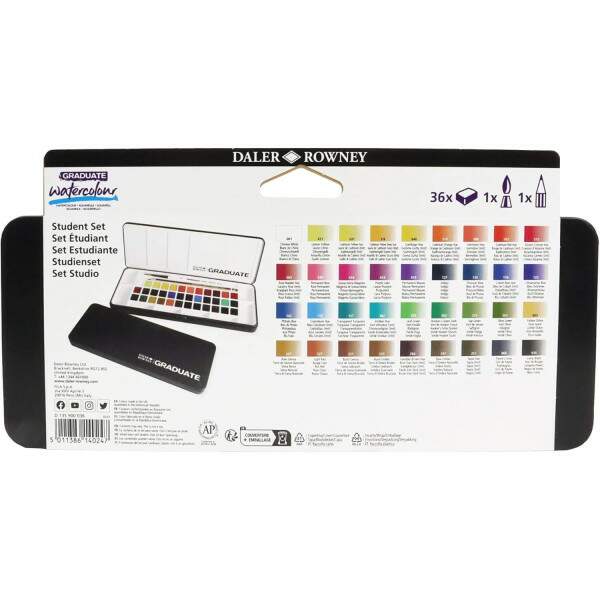 Daler Rowney - Aquarela Pastilha Daler Rowney Graduate 36 Cores