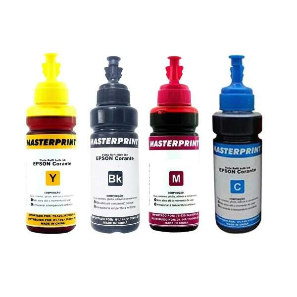 BRW - Kit Refil Bulk Ink BRW p/ Epson 100 ml x 4 cores