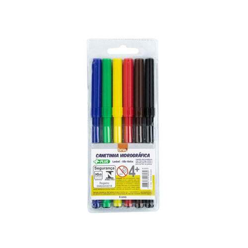 BRW - Caneta BRW Hidrocolor 6 Cores