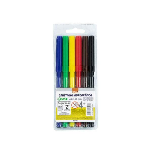BRW - Caneta BRW Hidrocolor 6 Cores