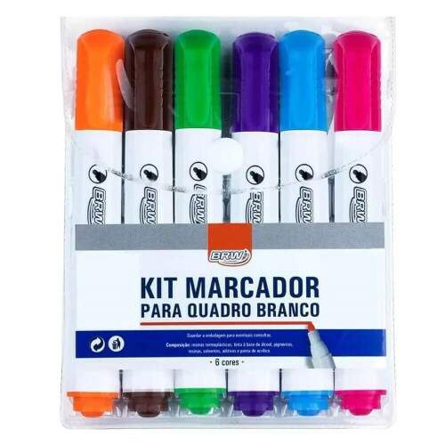 BRW - Marcador BRW Quadro Branco ponta 1MM 6 Cores