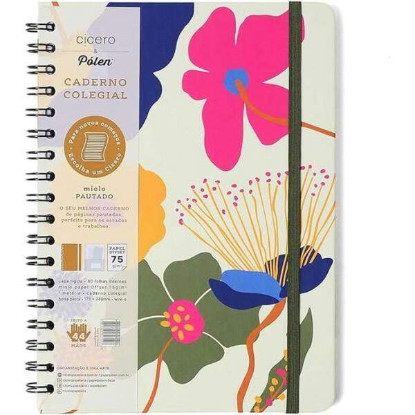 Cicero - Caderno Espiral Cicero Plen Pautado Aromas Off White 80 Fls