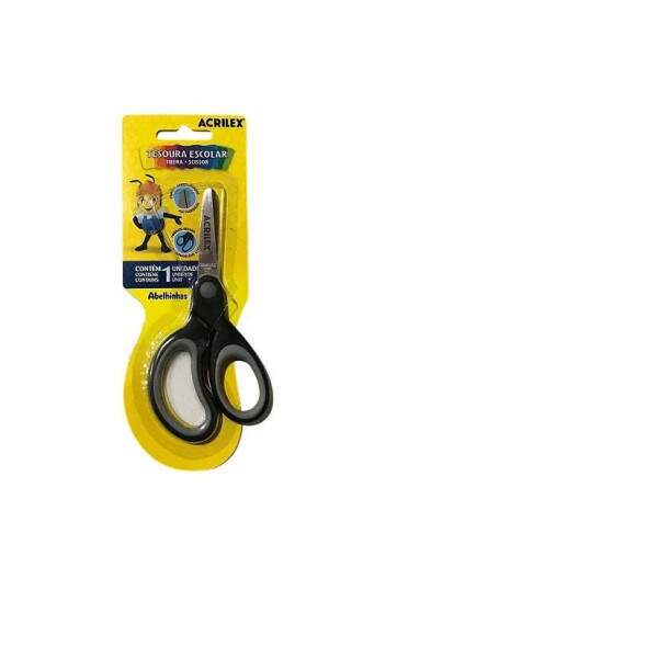 Acrilex - Tesoura Acrilex Escolar Preto e Cinza