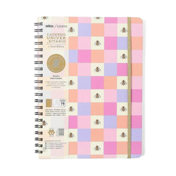 Caderno Ccero Espiral Melissa Pautado 20x28 Casinha Das Abelhas 80 Fls