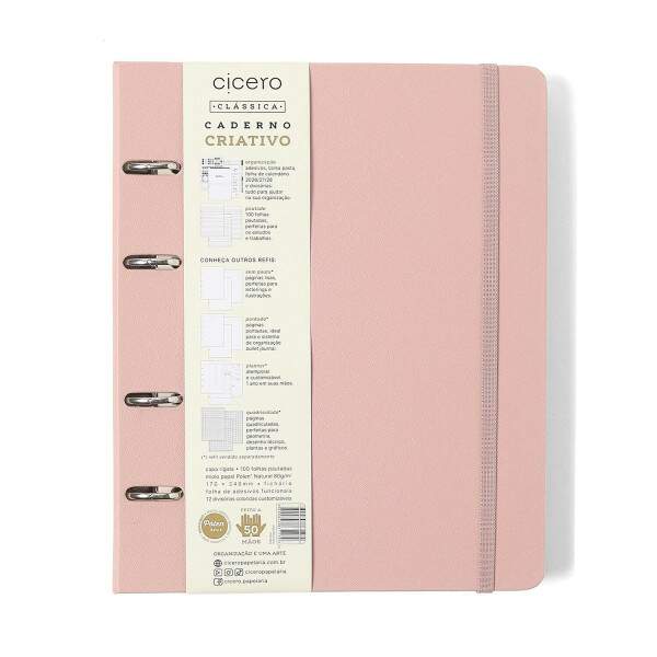 Caderno Argolado Ccero Clssica Pautado 17x24 Rosa Orquidea