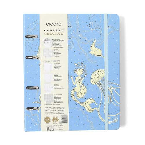 Caderno Argolado Ccero Origens Pautado 17x24 Aqua Azul