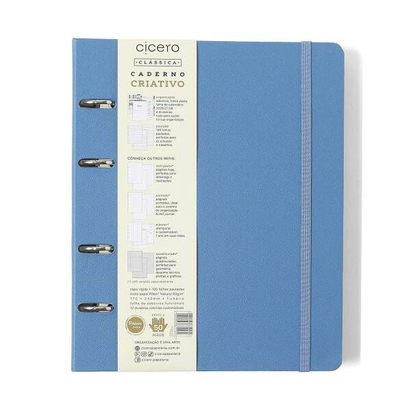 Caderno Argolado Ccero Clssica Pautado 17x24 Azul Celeste