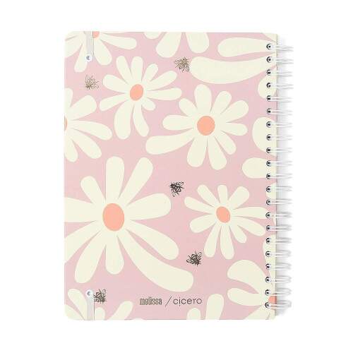 Caderno Ccero Espiral Melissa Pautado 20x28 Pink Bloomy 160 Fls