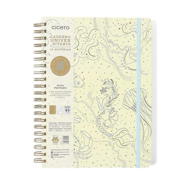 Caderno Ccero Espiral Origens Pautado 20x28 Aqua Traco 160 Fls