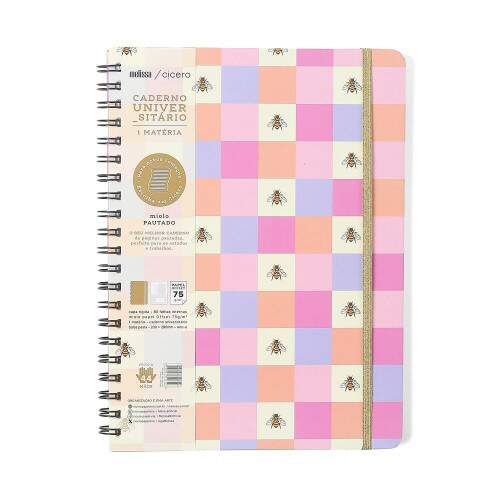Caderno Ccero Espiral Melissa Pautado 20x28 Casinha Das Abelhas 80 Fls
