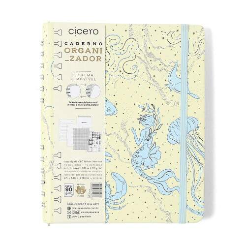 Caderno Ccero Organizador Origens Pautado & Pontado A5 Aqua Off White