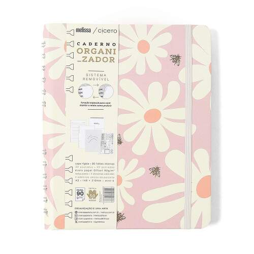 Caderno Ccero Organizador Melissa Pautado & Pontado A5 Pink Bloomy