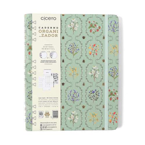 Caderno Ccero Organizador Jardim Pautado & Pontado 17x24 Verde