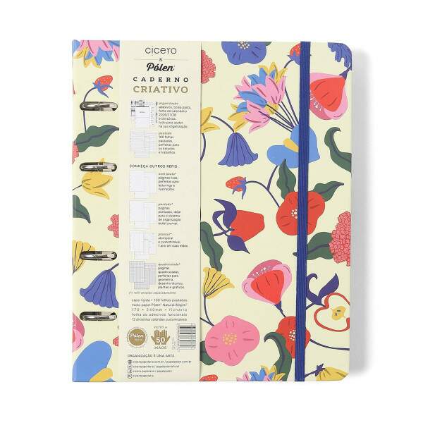 Caderno Argolado Ccero Doce Florada Pautado 17x24 Off White