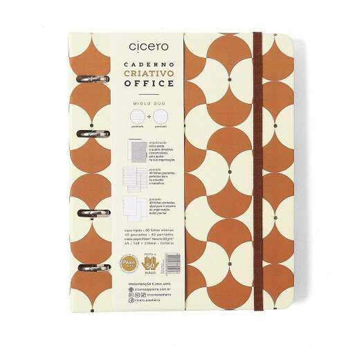 Caderno Argolado Ccero Office Duo Bossa Nova Pautado & Pontado A5 Boemia Caramelo