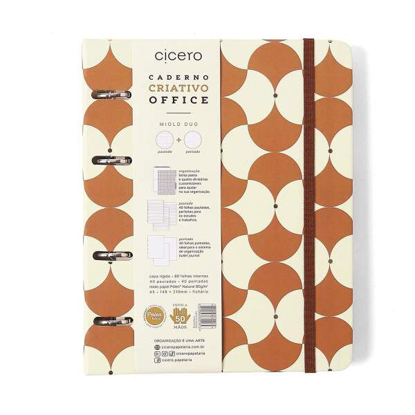 Caderno Argolado Ccero Office Duo Bossa Nova Pautado & Pontado A5 Boemia Caramelo