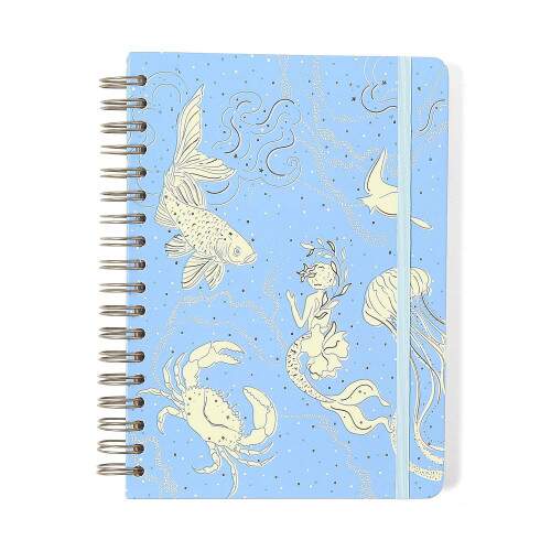 Caderno Ccero Espiral Origens Pautado 17x24 Aqua Azul 160 Fls